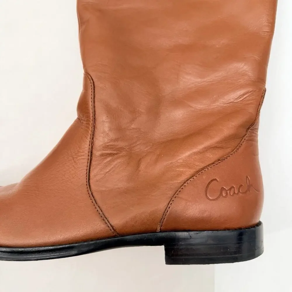 Coach Cheyenne Brown Soft Calf Leather Over the Knee Riding Boots Womens 8